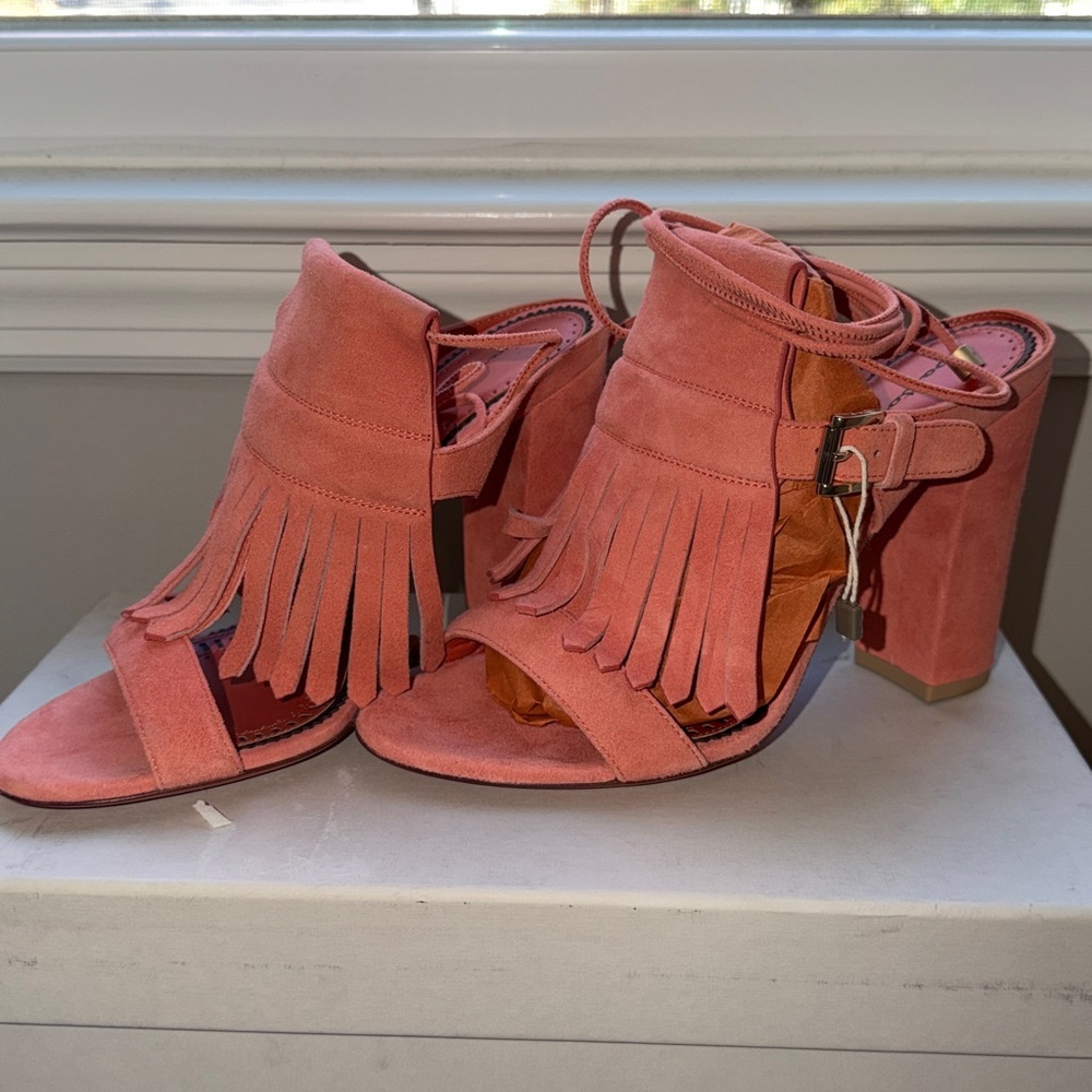 Santoni Fringe Heeled Sandals 38.5 - Picture 12 of 14